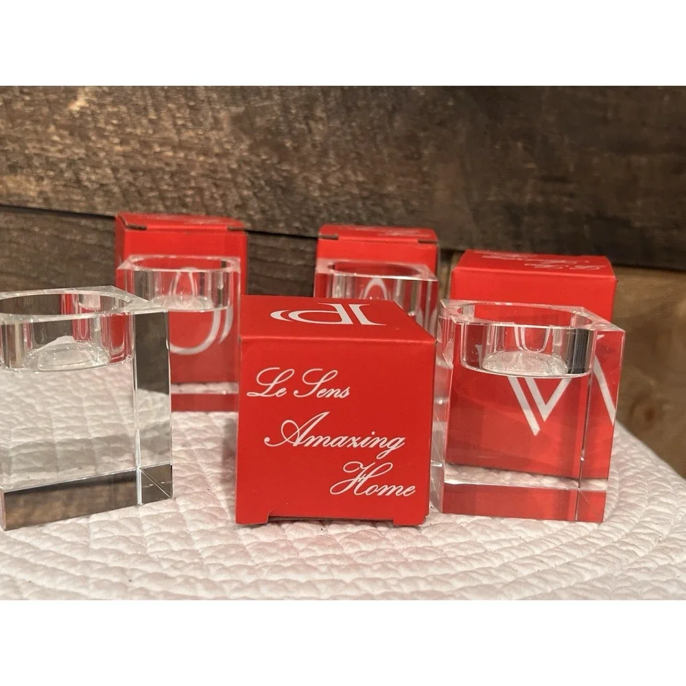 Le Sens Amazing Home Decorative‎ Home Cube Crystal Candle Holder Set 4